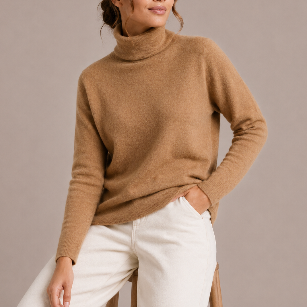 Women's Classic Turtleneck Sweater - Cozy Knit Jumper-Edit Velvet
