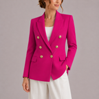 Women's Elegant Double-Breasted Blazer with Gold Buttons – Classic Jacket-Edit Velvet