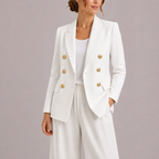 Women's Elegant Double-Breasted Blazer with Gold Buttons – Classic Jacket-Edit Velvet