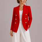 Women's Elegant Double-Breasted Blazer with Gold Buttons – Classic Jacket-Edit Velvet