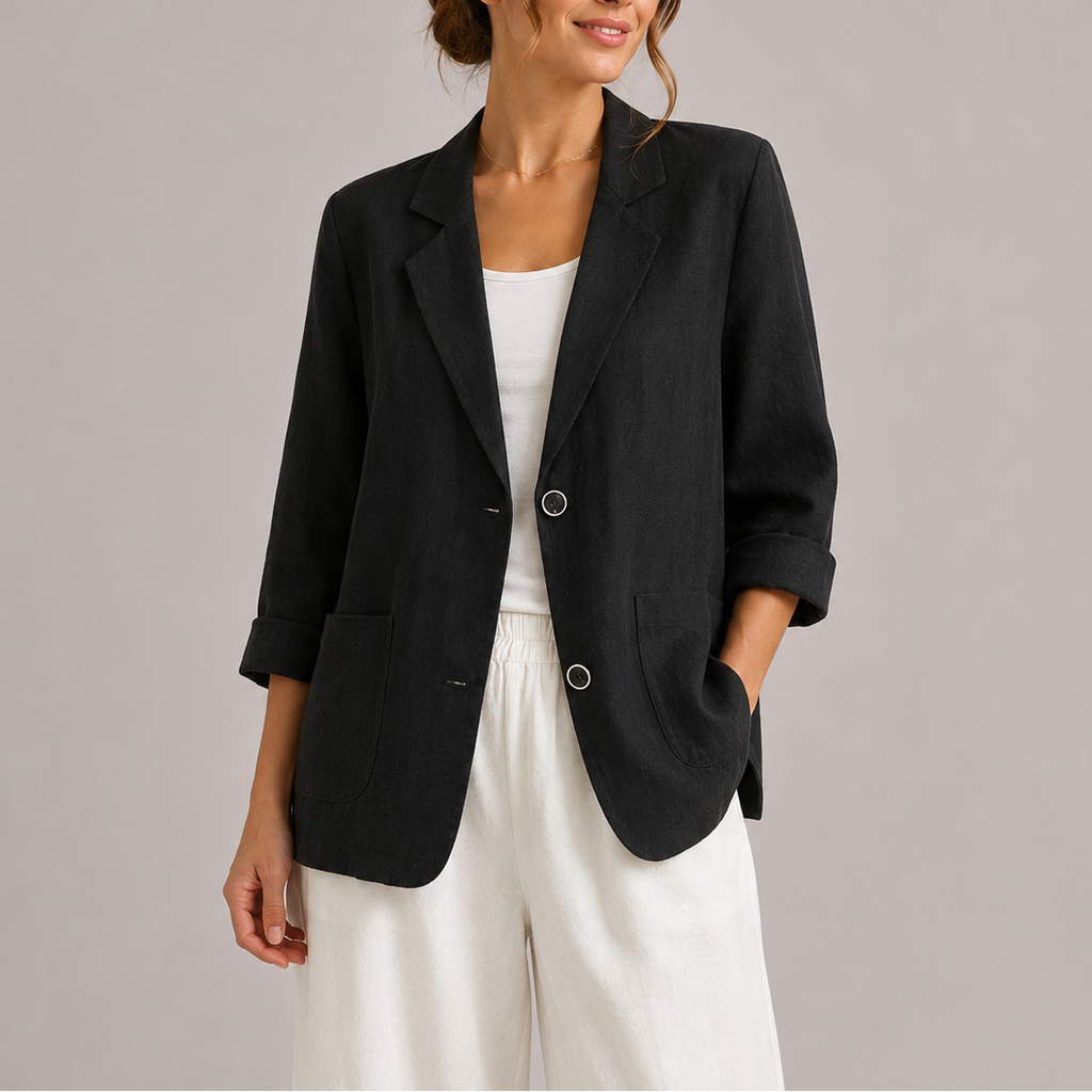 Women's Lightweight Elegant Casual Linen Blazer-Edit Velvet