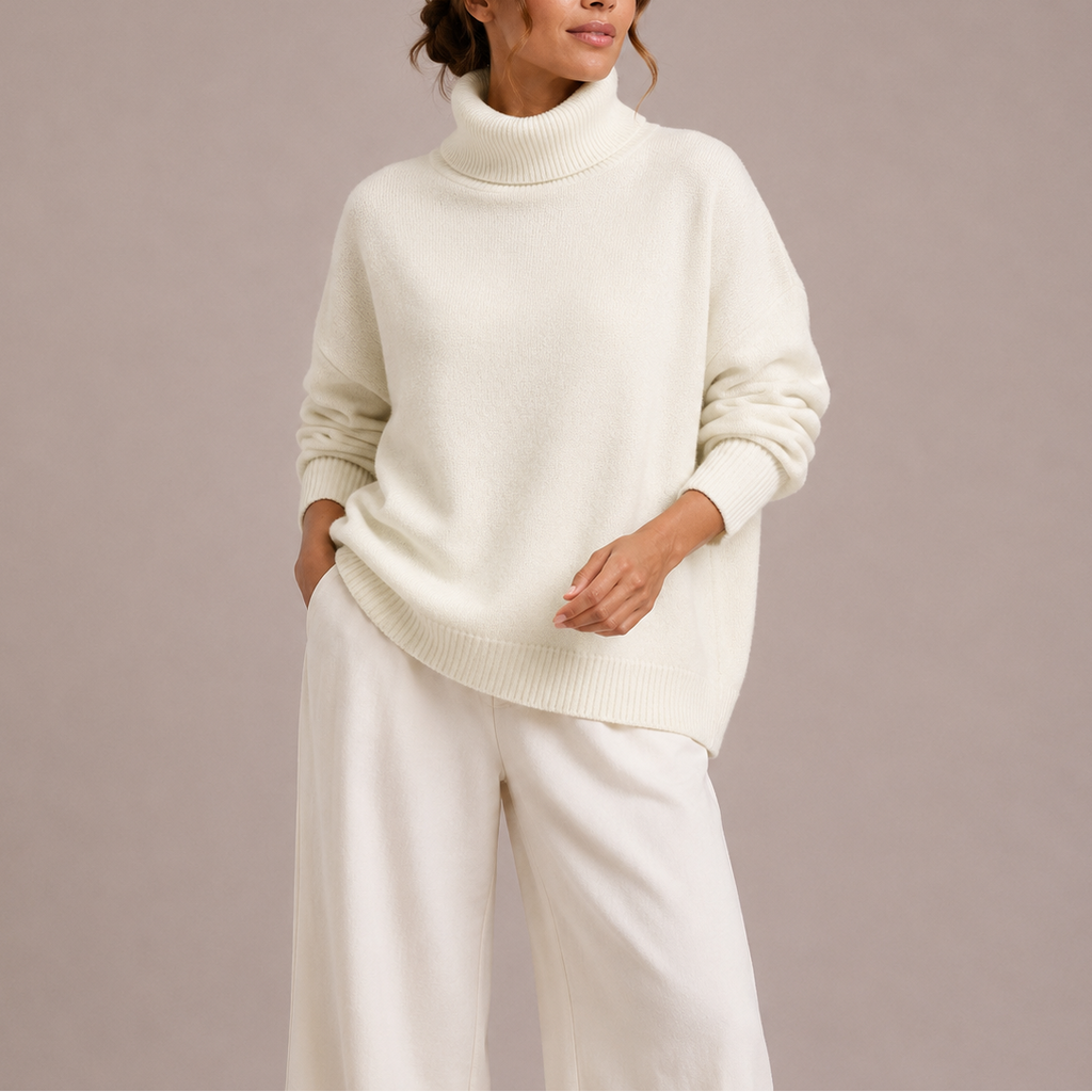 Women's Oversized Turtleneck Sweater – Cozy Knit Jumper-Edit Velvet