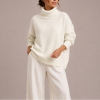 Women's Oversized Turtleneck Sweater – Cozy Knit Jumper-Edit Velvet