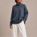 Women's Oversized Turtleneck Sweater – Cozy Knit Jumper-Edit Velvet