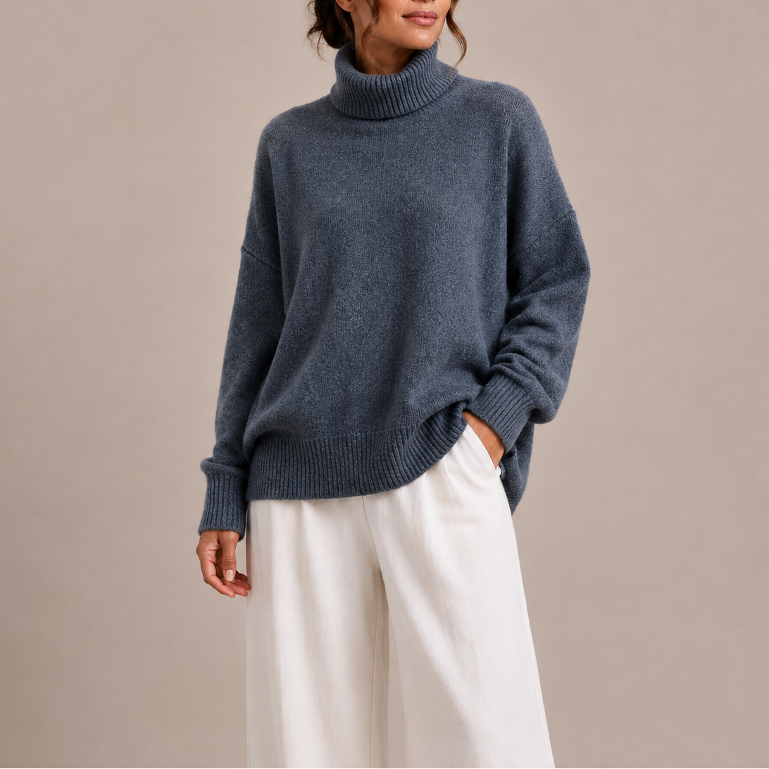 Women's Oversized Turtleneck Sweater – Cozy Knit Jumper-Edit Velvet
