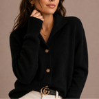 Women's Soft Button-Up Collared Knit Cardigan-Edit Velvet
