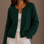Women's Soft Button-Up Knit Cardigan with Long Sleeves-Edit Velvet