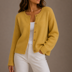 Women's Soft Button-Up Knit Cardigan with Long Sleeves-Edit Velvet
